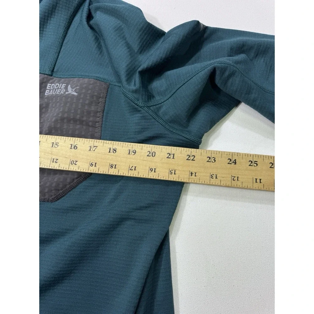 Eddie Bauer First Ascent Men's Large Blue 1/4 Zip Grid Fleece Pullover Outdoor